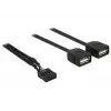 Delock kabel adaptera USB 2.0 z żeńskim złączem pinowym na 2 x żeńskie Type-A 40 cm 83823