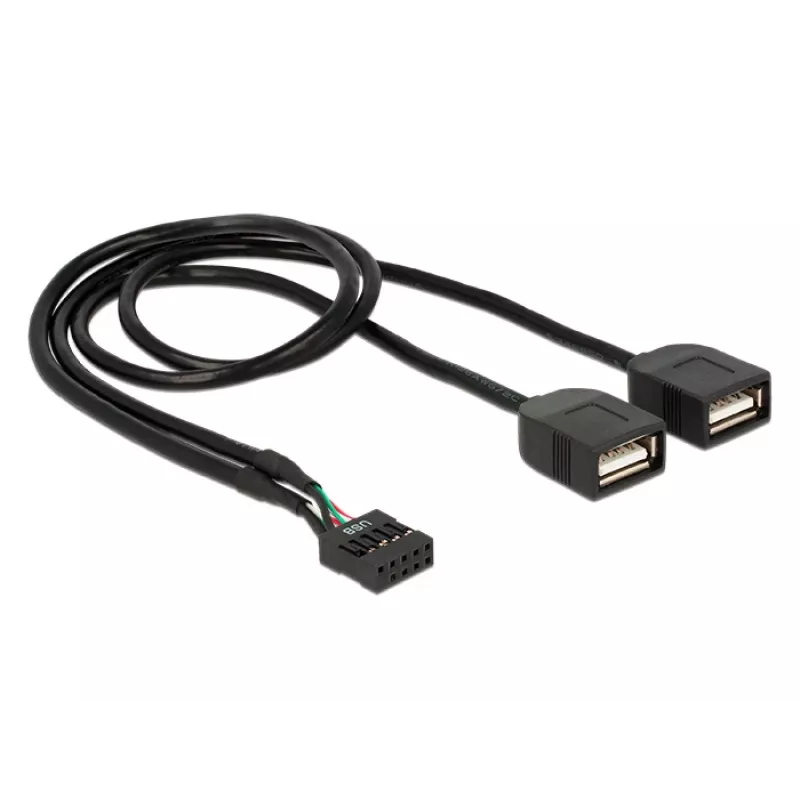 Delock kabel adaptera USB 2.0 z żeńskim złączem pinowym na 2 x żeńskie Type-A 40 cm 83823