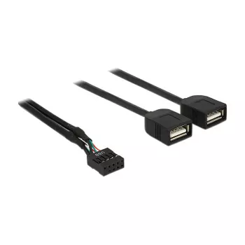Delock kabel adaptera USB 2.0 z żeńskim złączem pinowym na 2 x żeńskie Type-A 40 cm 83823