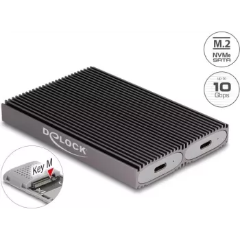 Delock Obudowa USB Type-C Dual Combo dla 2 x M.2 NVMe PCIe lub SATA SSD - Bez Narzędzi