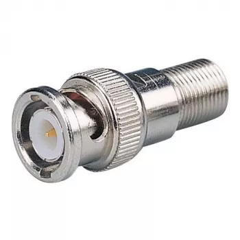 DELTA BNC na F-Type Adapter, żeńskie gniazdo F na męską wtyczkę BNC, 75 Ohm, niklowany mosiądz