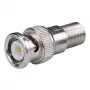 DELTA BNC na F-Type Adapter, żeńskie gniazdo F na męską wtyczkę BNC, 75 Ohm, niklowany mosiądz
