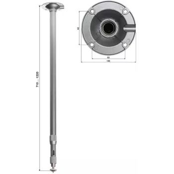 DELTA BR-60X120 Teleskopowy sufitowy uchwyt do kamer CCTV, 710–1220 mm, biały