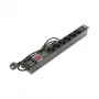 Listwa zasilająca DELTA PD-6/R-SPD-1L z ochroną przeciwprzepięciową, 6 gniazd typu E, 230V/10A, przewód 1,5m, czarna