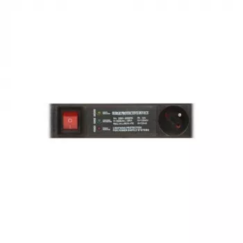 DELTA PD-6/R-SPD-3L Listwa zasilająca z ochroną przeciwprzepięciową 6 gniazd z przełącznikiem 2-biegunowym, kabel 1,5 m, gniazda typu E, 2300W, Czarna