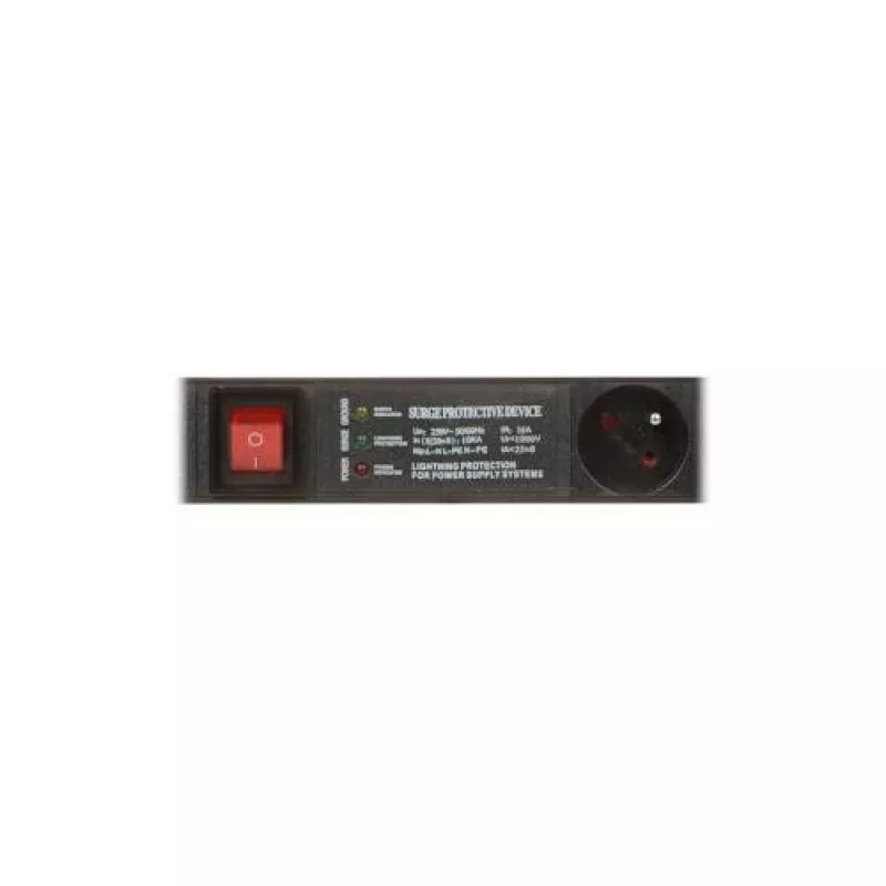 DELTA PD-6/R-SPD-3L Listwa zasilająca z ochroną przeciwprzepięciową 6 gniazd z przełącznikiem 2-biegunowym, kabel 1,5 m, gniazda typu E, 2300W, Czarna