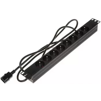 DELTA PD-8/R/IEC-N 8-gniazdowy PDU do montażu w szafie RACK 1U, IEC C13, 10A, 250V, czarny