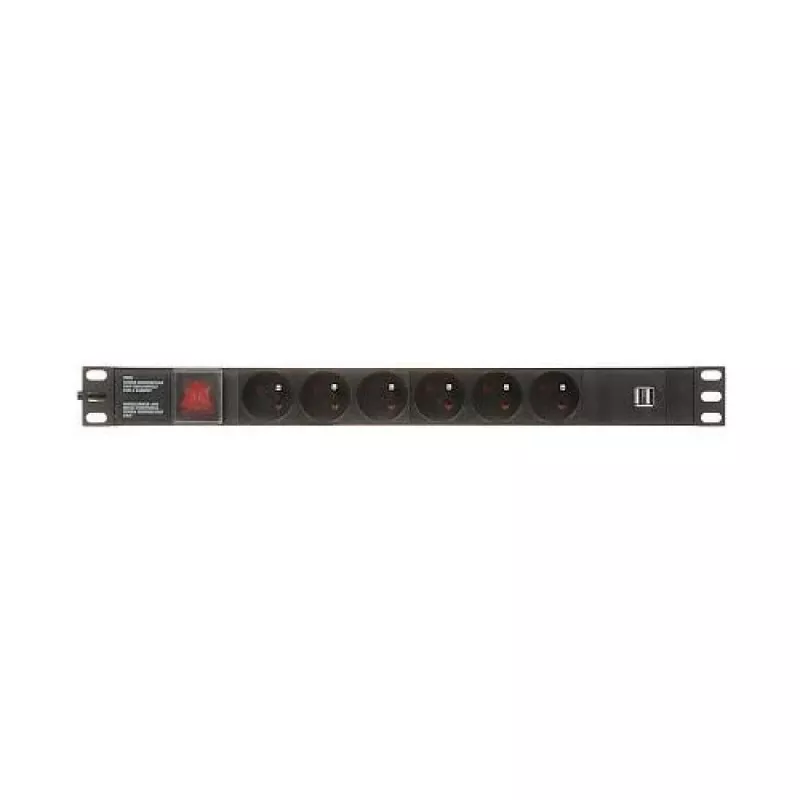 Listwa zasilająca DELTA 6 gniazd Schuko PD-6/R-USB