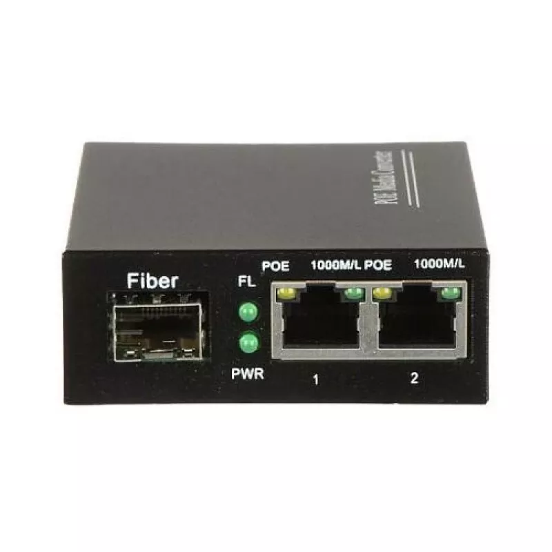 DELTA SPS-2P/1SFP Przemysłowy przełącznik PoE+, 2 Gigabit RJ45 + 1 SFP, budżet 60W, szyna DIN