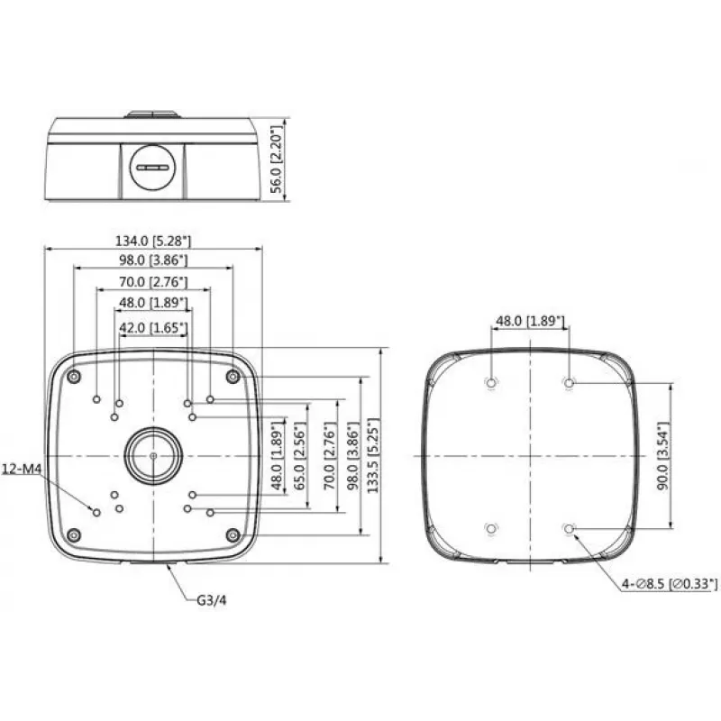 DELTA STG-PFA121 Puszka przyłączeniowa, uchwyt ścienny do kamer kopułkowych Dahua, biały, IP66, aluminium