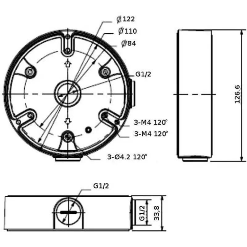 DELTA STG-PFA137 Czarny wspornik montażowy na słup do kamer kopułkowych Dahua (słupy 80-150 mm, aluminium)