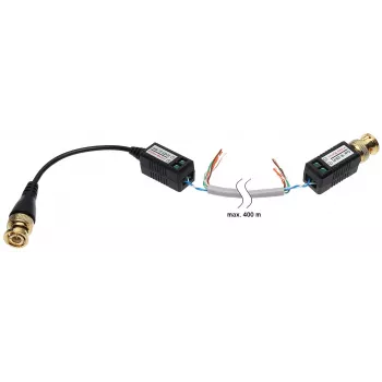 DELTA TR-1CD*P2 Pasywny transceiver wideo balun dla CVBS/AHD/HD-CVI/HD-TVI, BNC do zacisków śrubowych, do 8MP 4K, 150-600m po UTP