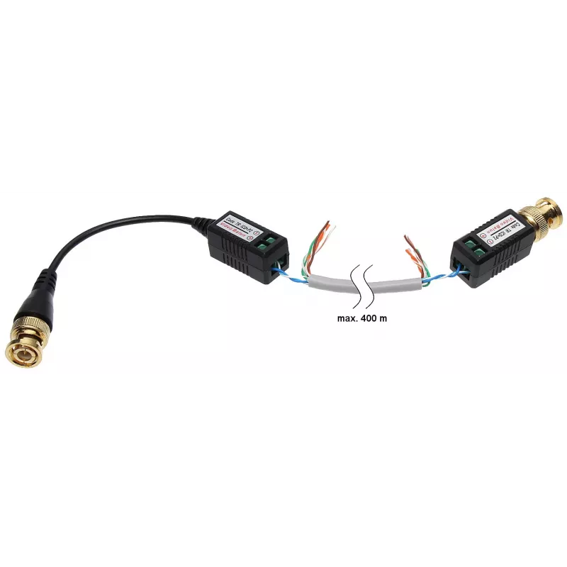 DELTA TR-1CD*P2 Pasywny transceiver wideo balun dla CVBS/AHD/HD-CVI/HD-TVI, BNC do zacisków śrubowych, do 8MP 4K, 150-600m po UTP