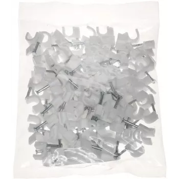 DELTA TRZ-7/100 Kabelklammer Weiß 100 Stück - 7 mm runder Nagel-Kabelhalter aus Polyethylen für die Kabelführung in Innenräumen