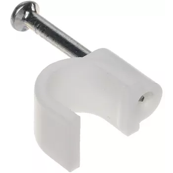 DELTA TRZ-7/100 Kabelklammer Weiß 100 Stück - 7 mm runder Nagel-Kabelhalter aus Polyethylen für die Kabelführung in Innenräumen