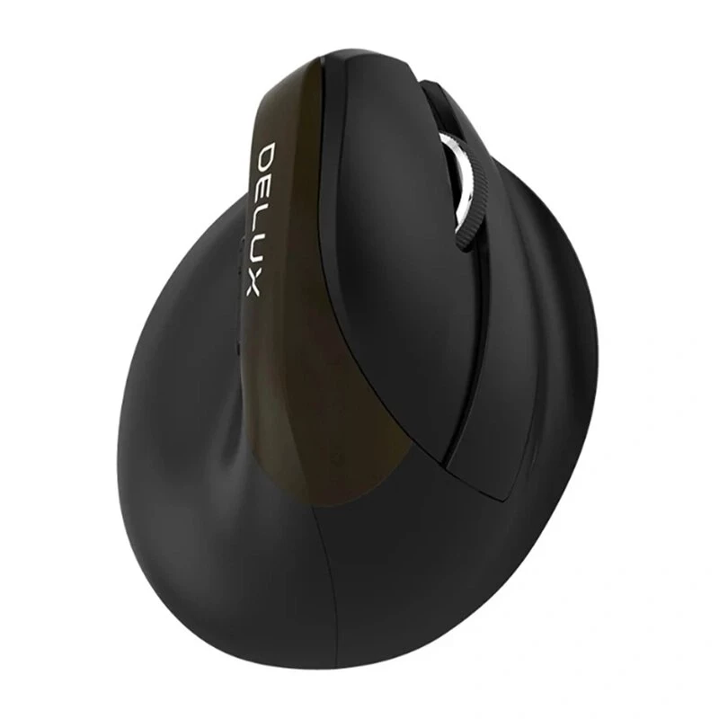 Delux M618 Mini Gold ergonomiczna mysz – 2.4G / Bluetooth 5.0 / USB-C, 4000 DPI, pionowa dla praworęcznych