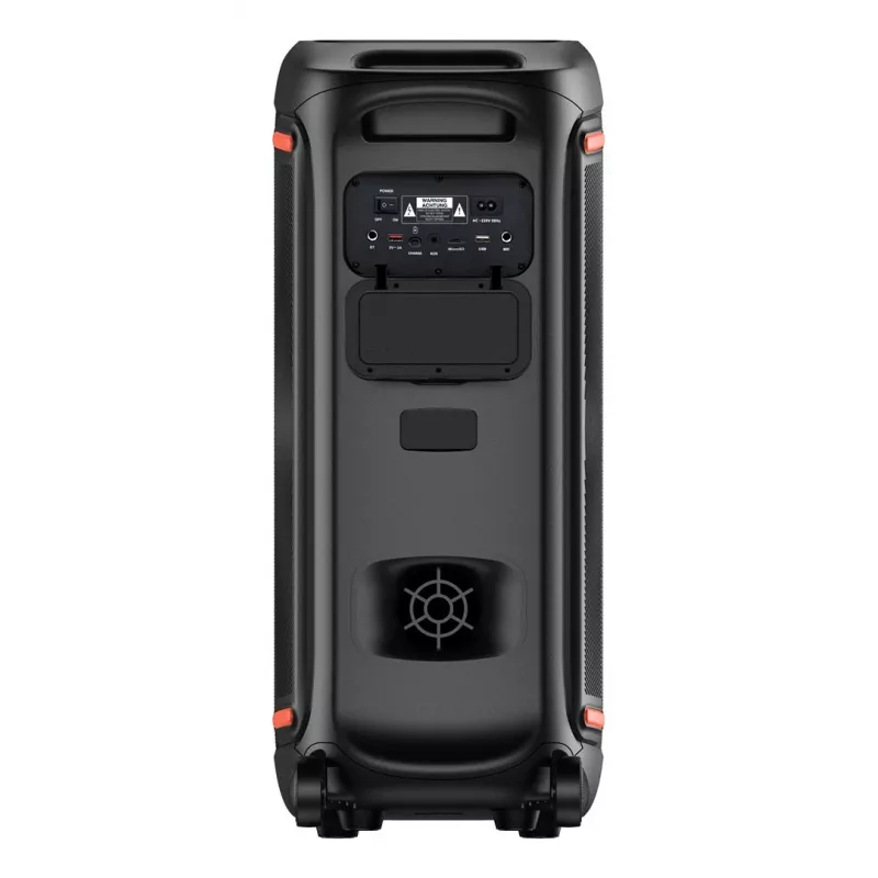 Denver BPS-470 Bluetooth Party Speaker z Karaoke, 2000W PMPO, 20W RMS, Oświetlenie LED, Radio FM, TWS, Mikrofon w zestawie, Czarny
