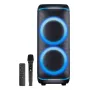 Denver BPS-470 Bluetooth Party Speaker z Karaoke, 2000W PMPO, 20W RMS, Oświetlenie LED, Radio FM, TWS, Mikrofon w zestawie, Czarny