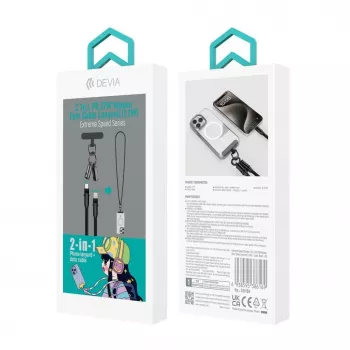 Devia 2-in-1 USB-C do Lightning Kabel Lanyard 1,2m 27W Czarny