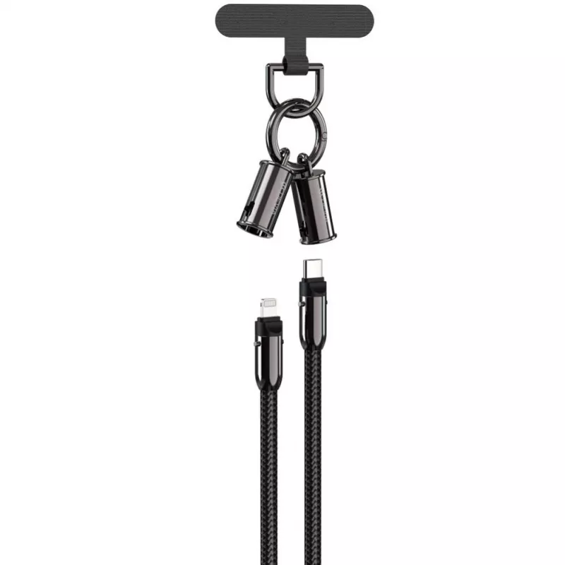 Devia 2-in-1 USB-C do Lightning Kabel Lanyard 1,2m 27W Czarny
