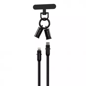 Devia 2-in-1 USB-C do Lightning Kabel Lanyard 1,2m 27W Czarny