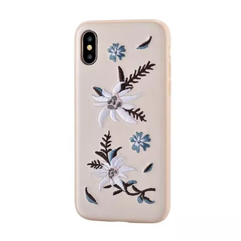Devia Apple iPhone X / XS Flower Embroidery Case Jalam Series - Clear with Multi-color Floral Embroidery