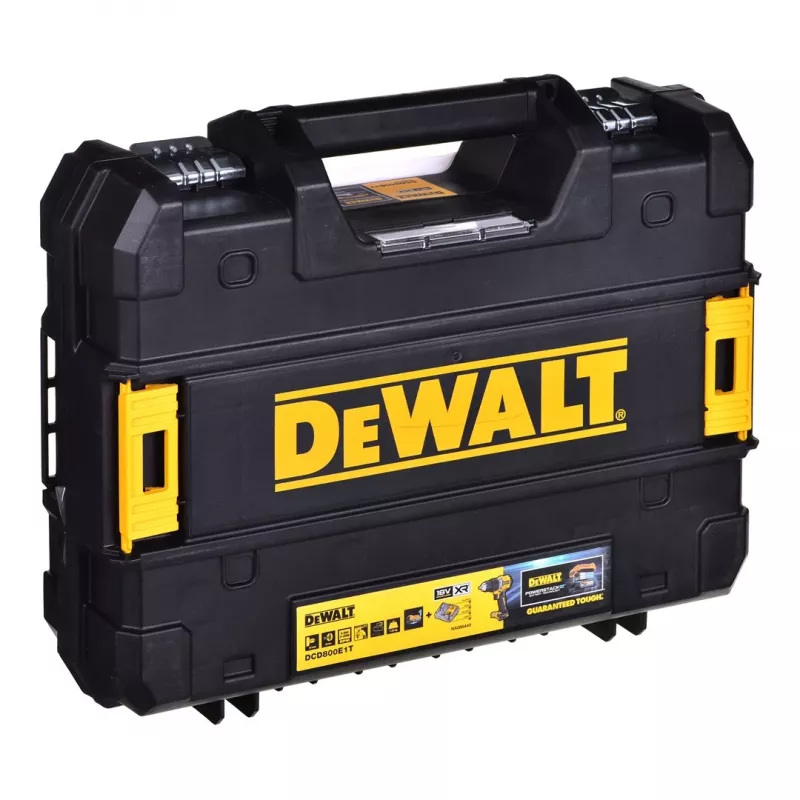 DEWALT 18V POWERSTACK Brushless Combi Drill DCD800E1T 90Nm 1x1.7Ah TSTAK