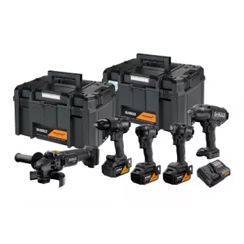 DEWALT 18V XR Zestaw Kombinowany Akumulatorowy: Wiertarko-wkrętarka udarowa, Wkrętarka udarowa, Szlifierka kątowa, Pilarka tarczowa, Lampa robocza, 3x5.0Ah baterie