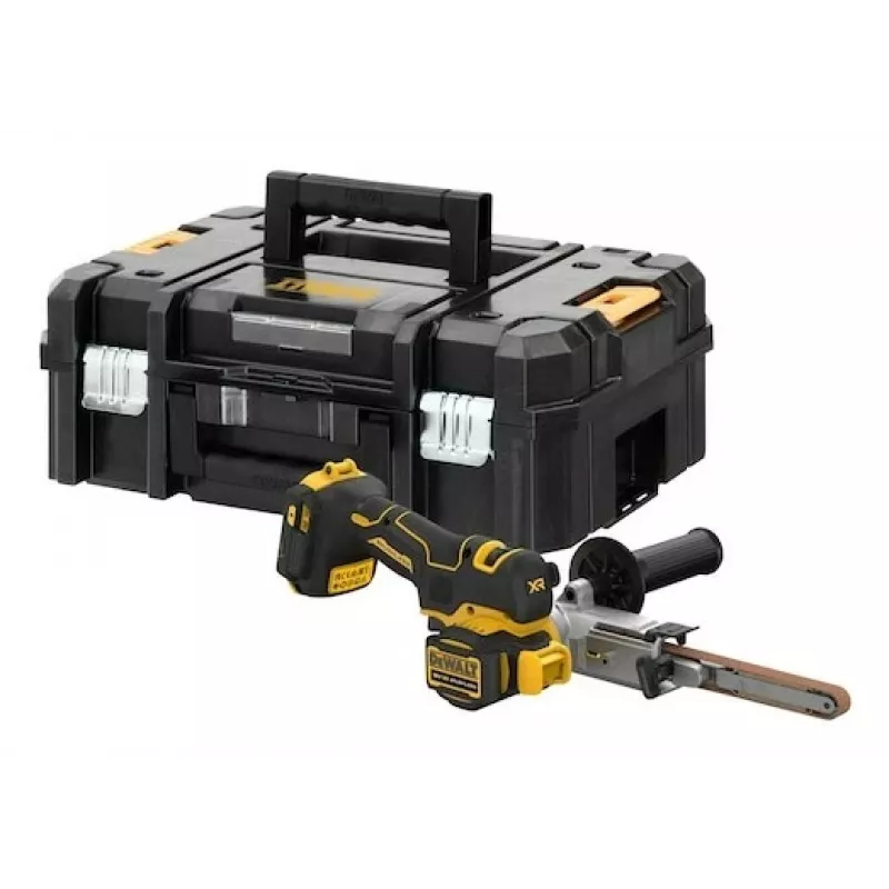DEWALT DCM200NT-XJ 18V XR Akumulatorowa Szlifierka Taśmowa, 75x457 mm, Silnik Bezszczotkowy, Regulacja Prędkości, Czarno-Żółty