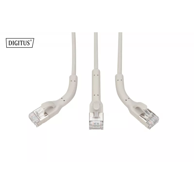 DIGITUS CAT 6A F/FTP kątowy kabel krosowy RJ-45, miedziany, 0,3 m, szary, 10 sztuk