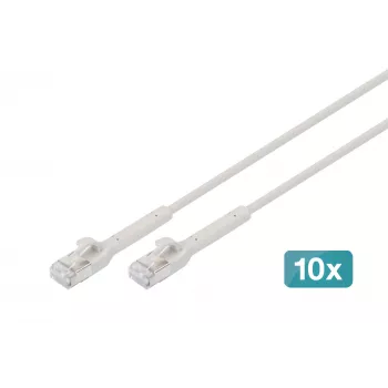 DIGITUS CAT 6A F/FTP kątowy kabel krosowy RJ-45, miedziany, 0,3 m, szary, 10 sztuk