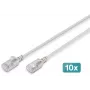 DIGITUS CAT 6A F-FTP Slim Patch Cable, 1 m, Szary, 10-Pack, LSZH, 10Gbps
