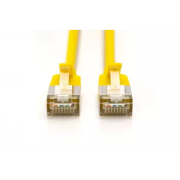 DIGITUS CAT 6A F/FTP Cienki kabel krosowy, 2 m, Żółty, 10 sztuk, LSZH, 10 Gbps, PoE++