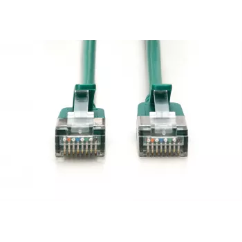 DIGITUS CAT 6A F/FTP Slim Patch Cable, 5 m, Zielony, 10-Pack, LSZH, 10GBase-T, Snagless, PoE++