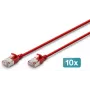 DIGITUS CAT 6A F-FTP Slim Patch Cable, 5 m, czerwony, 10 sztuk
