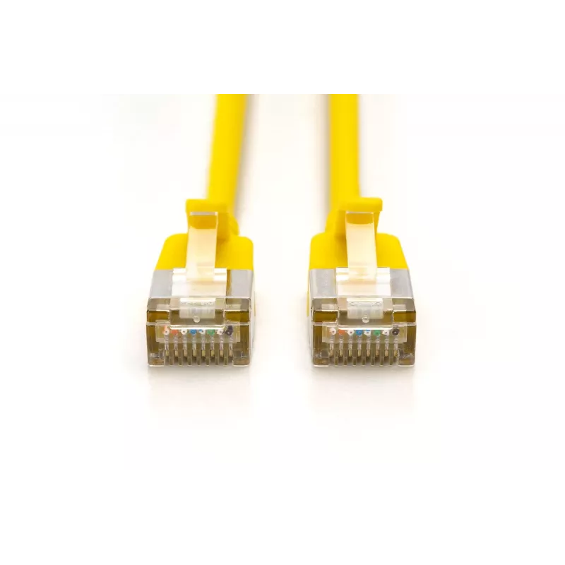 Digitus CAT 6A F/FTP Slim Patch Cable, 5 m, żółty, 10-Pack, LSZH, 10GBase-T, 500 MHz, Snagless