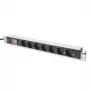 DIGITUS DN-95402 1U Aluminiowa PDU z przełącznikiem, 7x gniazda Schuko, 16A, 4000W, listwa zasilająca do szafy