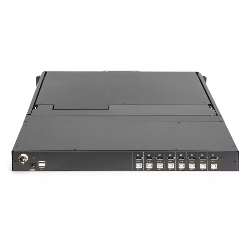 DIGITUS Modułowa konsola KVM 19-calowa HD LCD z 8-portowym przełącznikiem KVM HDMI, touchpadem, niemieckim układem klawiatury