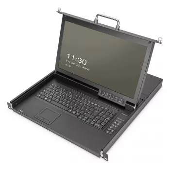 DIGITUS Modular Console 17 inch HD LCD, 8-Port CAT5 KVM, German Keyboard