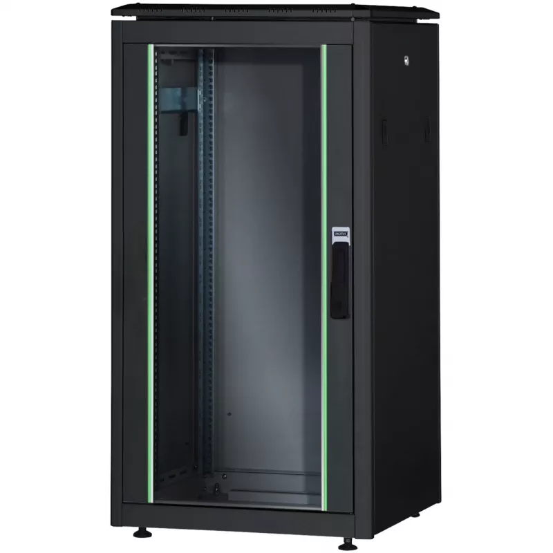 DIGITUS Unique 26U Szafa sieciowa 1342x600x1000mm Czarna (Wolnostojąca, Drzwi szklane)