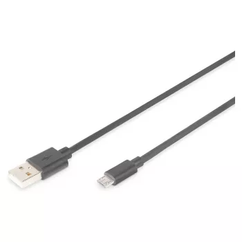 DIGITUS USB 2.0 Cable Type A - Micro B Męski/Męski 1.8m Czarny