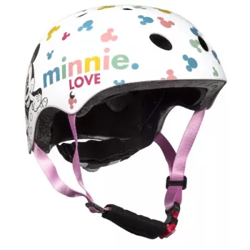Kask sportowy Disney Minnie Mouse dla dzieci 3-6 lat, różowo-czerwony, CE EN 1078, regulowany, 6 otworów wentylacyjnych
