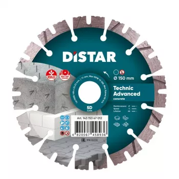 DISTAR TECHNIC ADVANCED Tarcza diamentowa 150 mm x 22,23 mm segmentowa, spawana laserowo, do betonu i kamienia