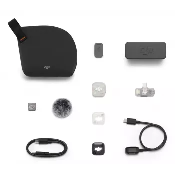 DJI Mic Mini 2S Bezprzewodowy System Mikrofonowy (1 nadajnik + 1 odbiornik mobilny + etui ładujące)