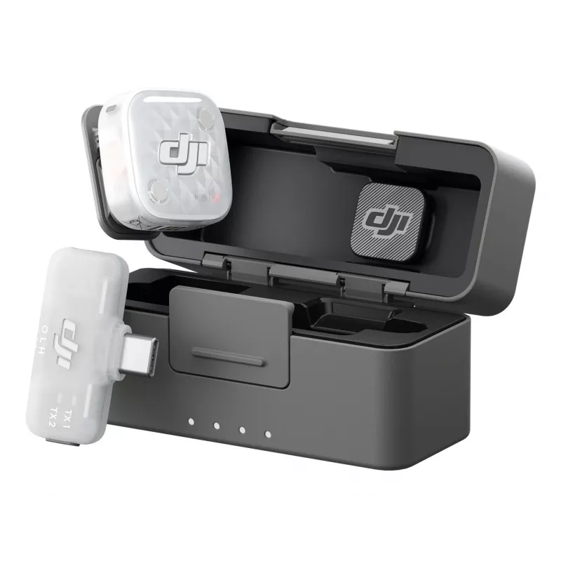 DJI Mic Mini 2S Bezprzewodowy System Mikrofonowy (1 nadajnik + 1 odbiornik mobilny + etui ładujące)