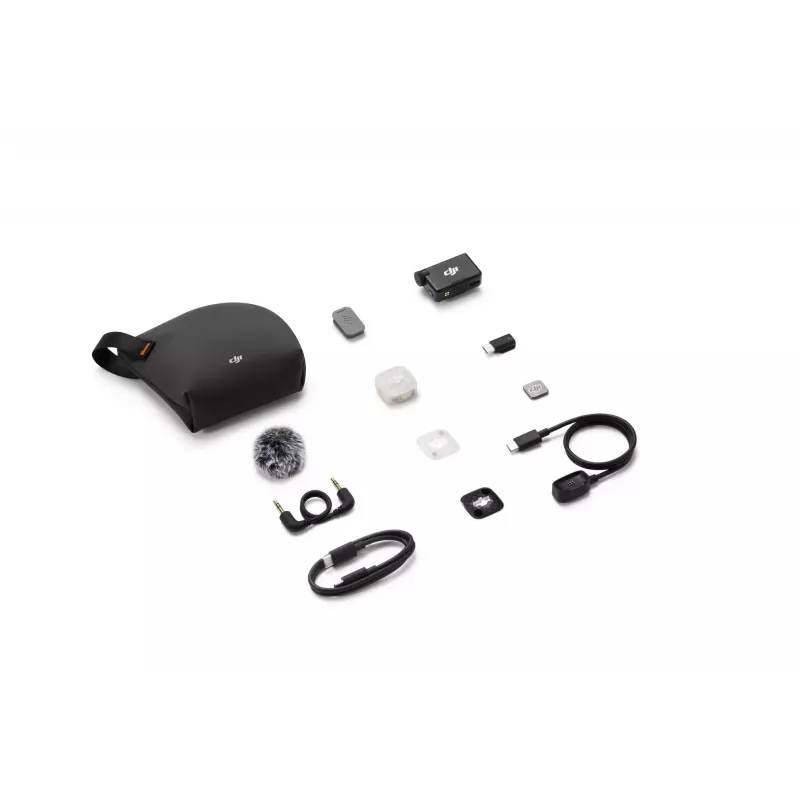 DJI Mic Mini 2S Bezprzewodowy System Mikrofonowy (1 TX + 1 RX) - 2.4GHz Digital, Nagrywanie 32-bit Float, Zasięg 250m, Ekran Dotykowy OLED, Magnetyczny Klips, do Kamer i Smartfonów