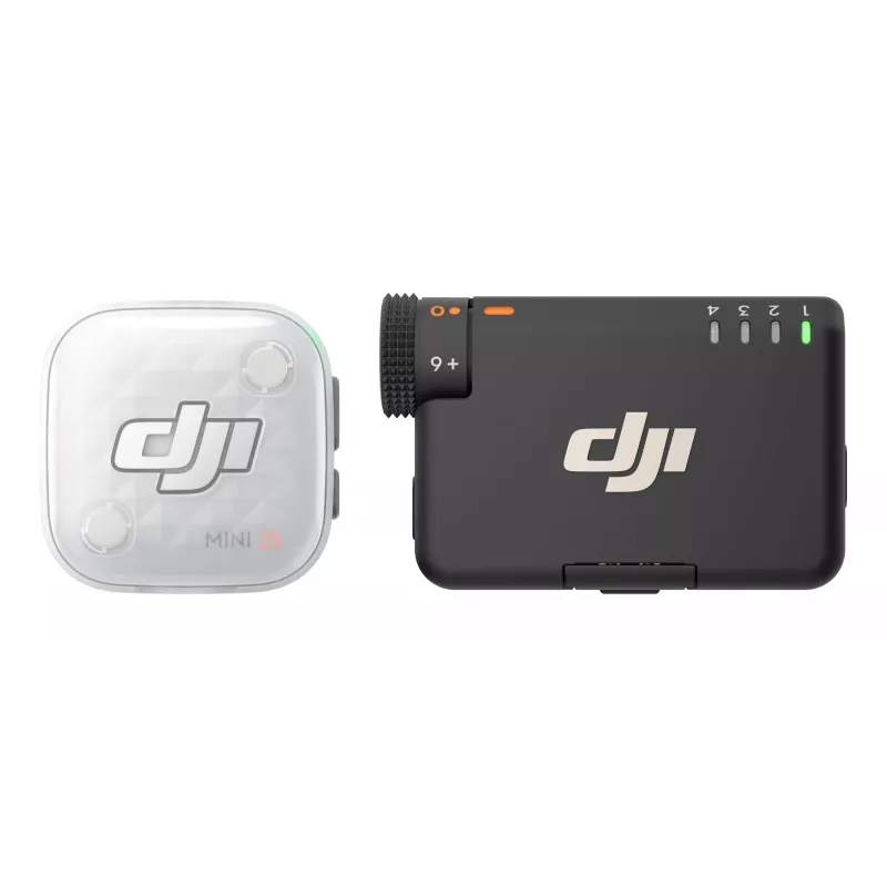 DJI Mic Mini 2S Bezprzewodowy System Mikrofonowy (1 TX + 1 RX) - 2.4GHz Digital, Nagrywanie 32-bit Float, Zasięg 250m, Ekran Dotykowy OLED, Magnetyczny Klips, do Kamer i Smartfonów