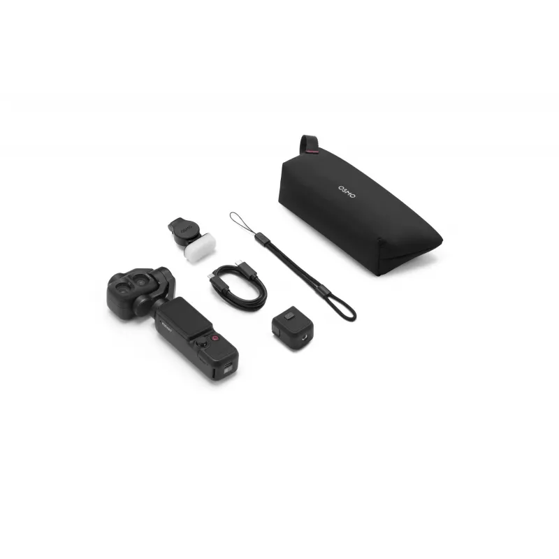 DJI Osmo Pocket 4P Standard Combo - 1-calowy CMOS 4K120fps 3-osiowy gimbal, 2-calowy obracany ekran dotykowy, 37MP zdjęcia, 240fps zwolnione tempo, Wi-Fi/Bluetooth, bateria 160min