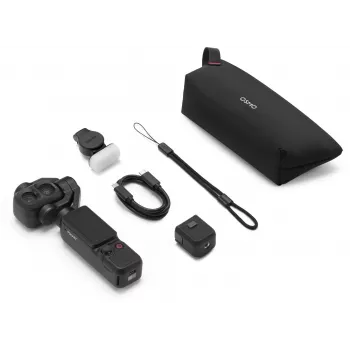 DJI Osmo Pocket 4P Standard Combo - 1-calowy CMOS 4K120fps 3-osiowy gimbal, 2-calowy obracany ekran dotykowy, 37MP zdjęcia, 240fps zwolnione tempo, Wi-Fi/Bluetooth, bateria 160min