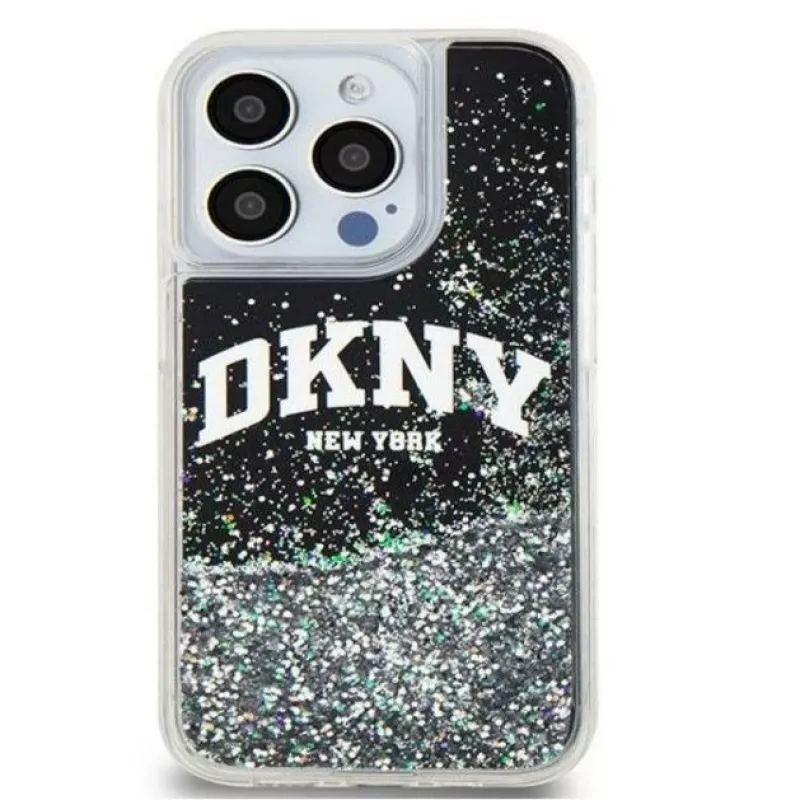 DKNY Apple iPhone 15 Pro 6,1 cala twarda obudowa Liquid Glitter Big Logo Czarna